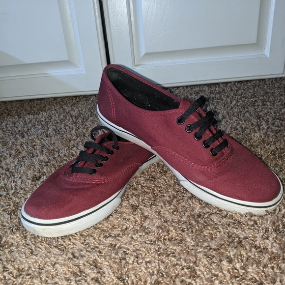 maroon vans with black sole